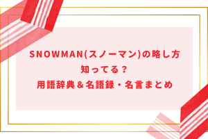 SnowMan(スノーマン)の略し方知ってる？用語辞典＆名語録・名言まとめ