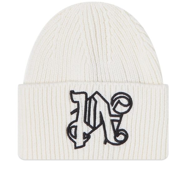 Palm Angels Monogram Beanie Off White