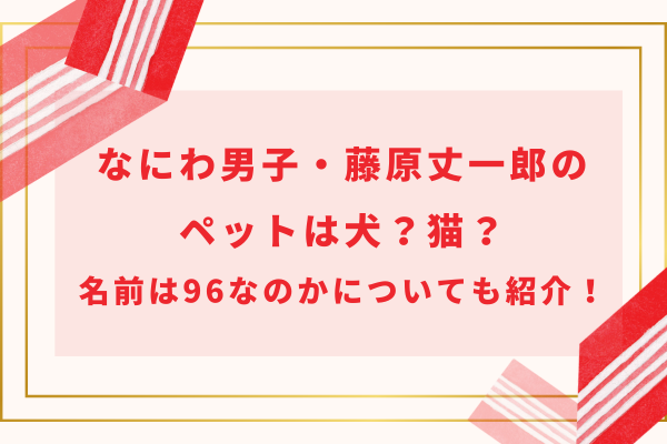 なにわ男子・藤原丈一郎のペットは犬？猫？名前は96なのかについても紹介！